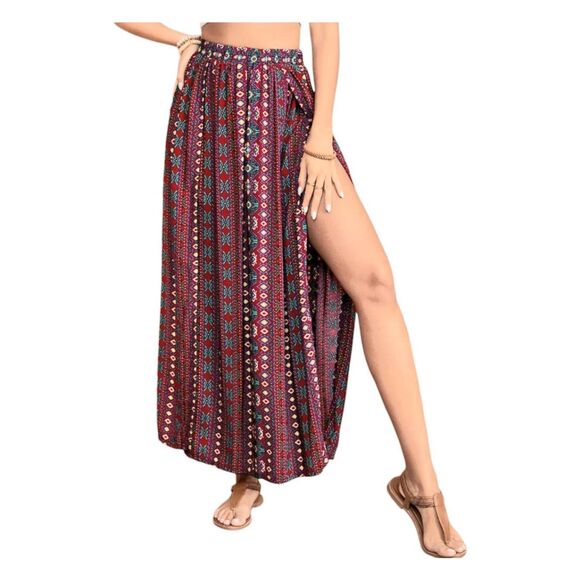 SHEIN Dresses & Skirts - Shein Boho Red Maxi Skirt Womens Size 6 Double Side Slit